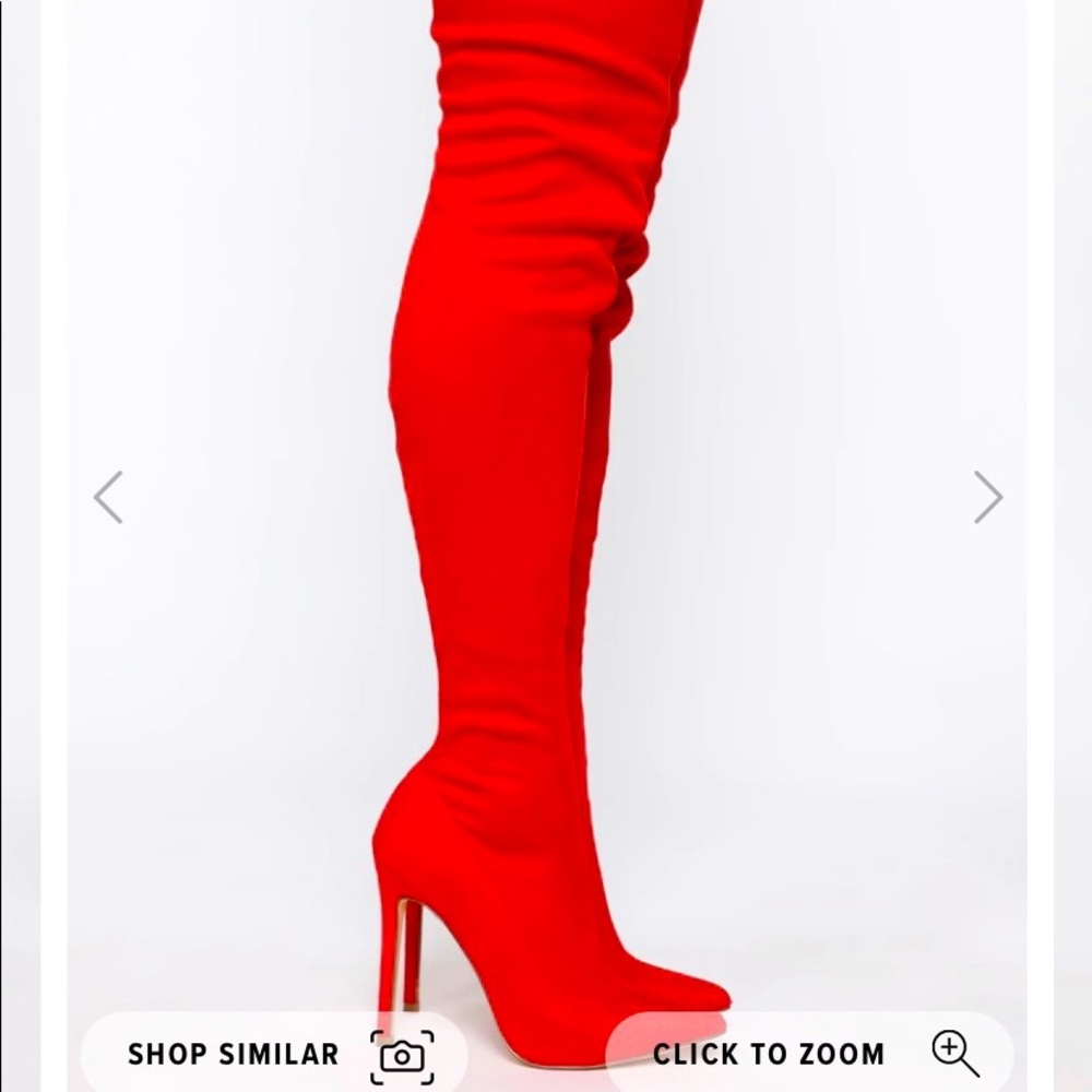 Red over the knee boots